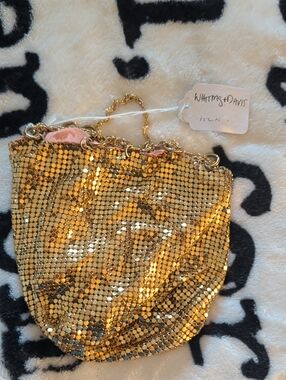 Whiting & Davis Gold Sequin Evening Chain Bag